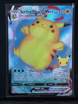 Surfing Pikachu VMAX 009/025 Holo VMAX Rare Celebrations Pokemon Holo Near Mint - Image 1