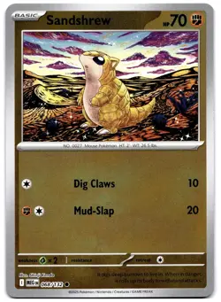 Sandshrew 068/132 Pokemon TCG Mega Evolution Reverse Holo MINT Shinji Kanda - Image 1