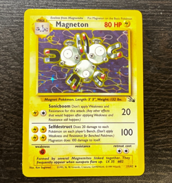 POKEMON TCG - ENGLISH FOSSIL SET MAGNETON 11/62 HOLO RARE CARD LP MP - Image 1
