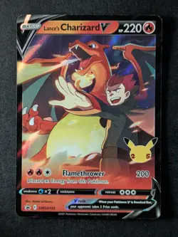2021 Pokemon LANCE'S CHARIZARD V #SWSH133 Black Star Promo Celebrations English - Image 1