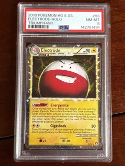 Pokemon HGSS Triumphant Electrode 93/102 Holo Rare PSA 8 - Image 1