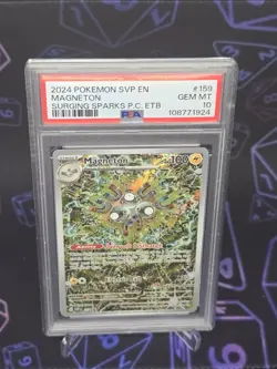 2024 POKEMON SURGING SPARKS POKEMON CENTER ETB PROMO SVP #159 MAGNETON PSA 10 - Image 1