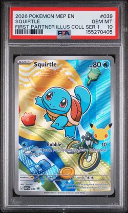 2026 POKEMON FIRST PARTNER ILLUSTRATION COLLECTION SERIES 1 #039 SQUIRTLE PSA 10 - Image 1