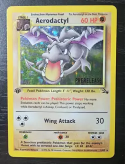 Pokemon TCG Aerodactyl 1/62 Fossil Prerelease Stamped 1st Edition Holo (MP) - Image 1