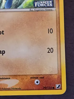 Wooper 79/115 Unseen Forces Reverse Holo Double Error Pokemon 2005 Vintage - Image 5