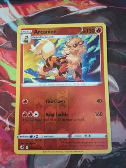 Arcanine 33/264 SWSH Fusion Strike REVERSE HOLO RARE card 2021 Pokemon LP - Image 1