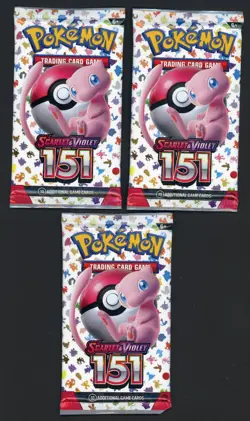 Lot of (3) Pokemon TCG Scarlet & Violet 151 MEW EN Booster Packs SEALED - Image 1