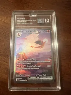 Pokemon 2023 Charizard ex 199/165 SIR Scarlet & Violet 151 GEM MINT TAG 10 - Image 1