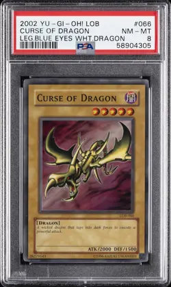 2002 YU-GI-OH! LOB-LEGEND OF BLUE EYES WHITE DRAGON #066 CURSE OF DRAGON PSA 8 - Image 1