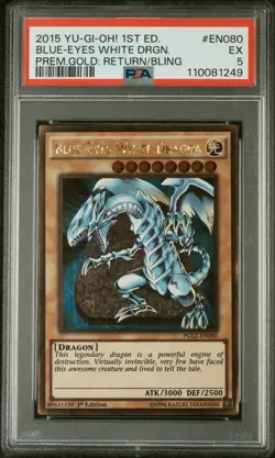 2015 YU-GI-OH! PREMIUM GOLD: RETURN OF THE BLING BLUE-EYES WHITE DRAGON PSA 5 - Image 1