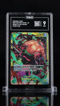 One Piece Wings of the Captain RORONOA ZORO OP06-118 Secret Rare TAG 9 English - Image 1