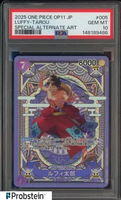 2025 One Piece OP11 JPN Special Alternate Art #005 Luffy-Tarou PSA 10 GEM MINT - Image 1