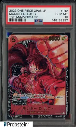 2023 One Piece OP05 Japanese 1st Anniversary #012 Monkey D. Luffy PSA 10 - Image 1