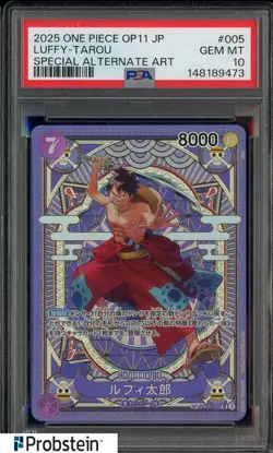 2025 One Piece OP11 JPN Special Alternate Art #005 Luffy-Tarou PSA 10 GEM MINT - Image 1