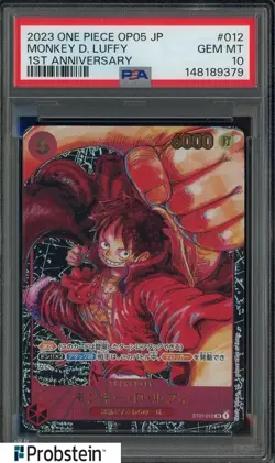 2023 One Piece OP05 Japanese 1st Anniversary #012 Monkey D. Luffy PSA 10 - Image 1
