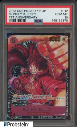 2023 One Piece OP05 Japanese 1st Anniversary #012 Monkey D. Luffy PSA 10 - Image 1
