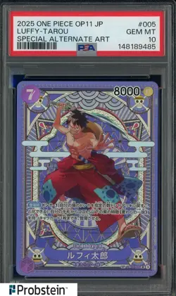 2025 One Piece OP11 JPN Special Alternate Art #005 Luffy-Tarou PSA 10 GEM MINT - Image 1