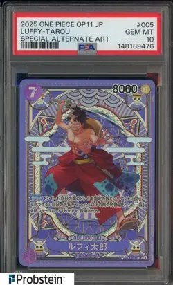 2025 One Piece OP11 JPN Special Alternate Art #005 Luffy-Tarou PSA 10 GEM MINT - Image 1