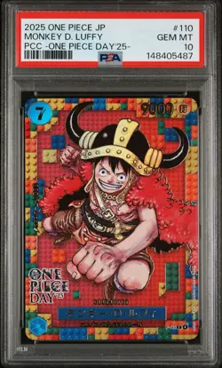 PSA 10 Monkey D. Luffy PSA 10 JPN PCC One Piece Day '25 #110 Lego Luffy - Image 1