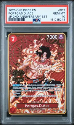 Portgas D. Ace OP02-013 2nd Anniversary Set One Piece Japanese PSA 10 *248 - Image 1