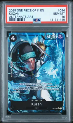 2025 ONE PIECE OP11-A FIST OF DIVINE SPEED ALTERNATE ART #084 KUZAN PSA 10 - Image 1