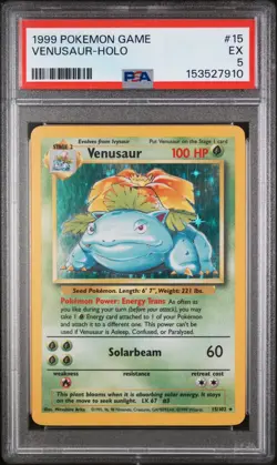 Pokemon Venusaur Base Unlimited #15 Graded Card PSA 5 - Image 1
