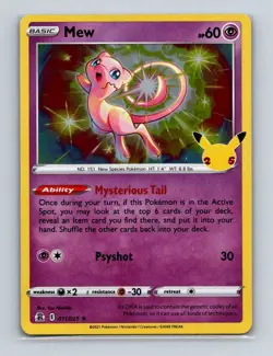 Mew 011 2021 Pokemon Celebrations 25th Anniversary Holo Rare Card LP (d) - Image 1