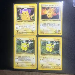 Pokemon Pikachu & Lt. Surge's Pikachu 4 Card Lot Base Set Gym Challenge 1999 - Image 2