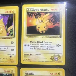 Pokemon Pikachu & Lt. Surge's Pikachu 4 Card Lot Base Set Gym Challenge 1999 - Image 4
