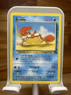 ERROR Pokemon TCG Krabby Card Fossil Ink Blot Error Misprint, WOTC 1999 Vintage - Image 1