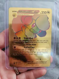 Whimsicott Vstar Gold Foil Fan Art Vinyl Textured Collector Pokemon Card - Image 1