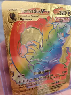 Tornadus Vmax Rainbow Gold Foil Fan Art Vinyl Textured Collector Pokemon Card - Image 3
