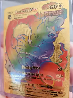 Tornadus Vmax Rainbow Gold Foil Fan Art Vinyl Textured Collector Pokemon Card - Image 4