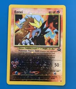 Entei #34 Black Star Promo Reverse Holo Rare Vintage Pokemon Card - NM - Image 1