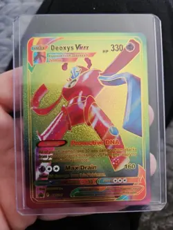 Deoxys Vmax Rainbow Foil Fan Art Textured Collector Card HP330 Max Drain - Image 1