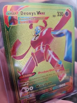 Deoxys Vmax Rainbow Foil Fan Art Textured Collector Card HP330 Max Drain - Image 3