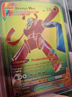 Deoxys Vmax Rainbow Foil Fan Art Textured Collector Card HP330 Max Drain - Image 4