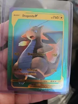 Dragonite V Rainbow Foil Fan Art Vinyl Textured Collector Card HP760 - Image 1