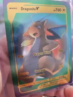 Dragonite V Rainbow Foil Fan Art Vinyl Textured Collector Card HP760 - Image 3