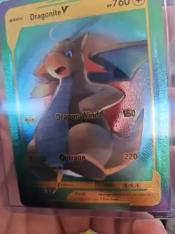 Dragonite V Rainbow Foil Fan Art Vinyl Textured Collector Card HP760 - Image 4