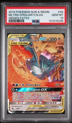 Moltres & Zapdos & Articuno GX 44/68 Hidden Fates Pokemon Card PSA 10 - Image 1