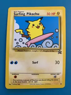 Surfing Pikachu #28 Black Star Promo Rare Vintage Pokemon Card - NM - Image 1