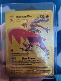 Pokemon Blaziken Vmax Gold Foil Fan Art Textured Collector Card TG15/TG30 HP320 - Image 1