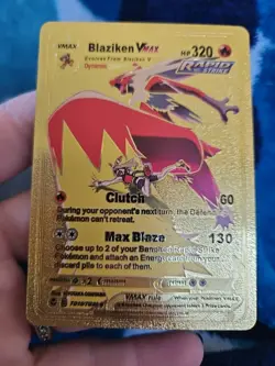 Pokemon Blaziken Vmax Gold Foil Fan Art Textured Collector Card TG15/TG30 HP320 - Image 2