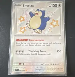 Snorlax SV: Paldean Fates Shiny Rare Holo 202/091 Basic Ability Pokemon Card - Image 1