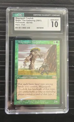 Mtg Magnigoth Treefolk (CGC) 10 Gem mint, Planeshift Rare Foil [2001] - Image 1