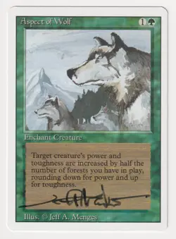 Signed Aspect of Wolf Proof MP Revised Artist Jeff A. Menges MTG Magic AP Rare! - Image 1