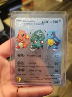 Charmander, Bulbasaur & Squirtle GX Silver Foil Fan Art Pokemon Textured 3/99 - Image 1