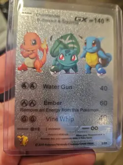 Charmander, Bulbasaur & Squirtle GX Silver Foil Fan Art Pokemon Textured 3/99 - Image 2