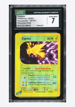 Pokemon CGC 7 Zapdos Reverse Holo 2003 44/147 Aquapolis English - Image 1